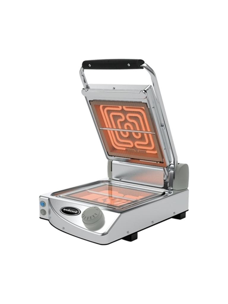 Grille de contact Solo - H 17,6 x 33,1 x 45,8 CM - 10 KG - 220 - 240 V - 1500 W - Inox - Lisse - +120°C / +400°C - Céramique - SpidoCook - 596040