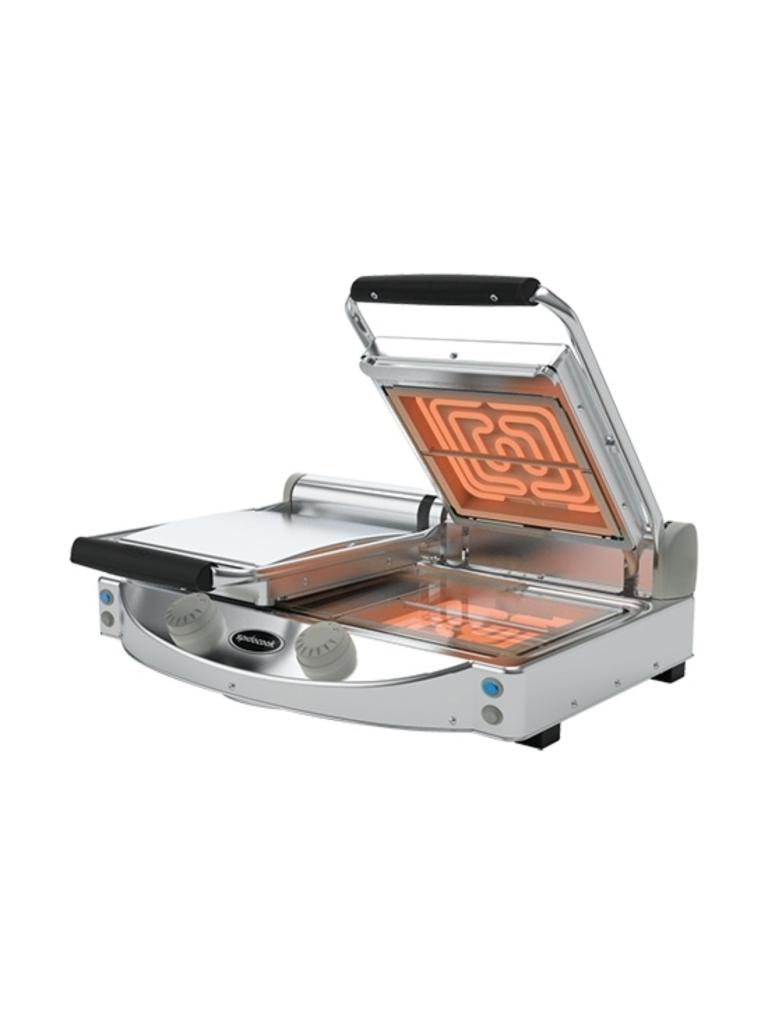Contact grill Duo - H 17.6 x 61.7 x 45.9 CM - 17 KG - 220 - 240 V - 3000 W - Inox - Lisse - +120°C / +400°C - Céramique - SpidoCook - 596045