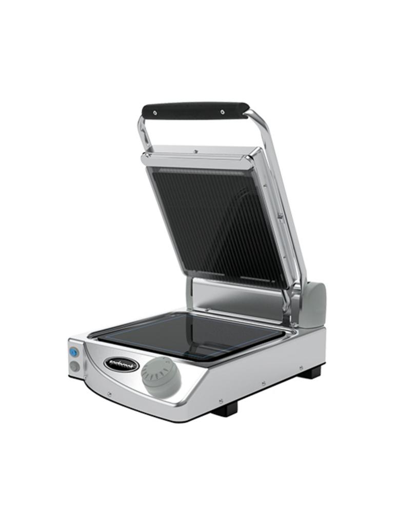 Contact grill Solo - H 17,6 x 33,1 x 45,8 CM - 10 KG - 220-240 V - 1350 W - Inox - Nervuré / Lisse - +120°C / +400°C - Céramique - SpidoCook - 596050