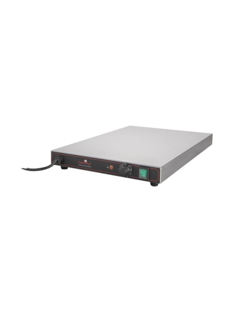 Plaque chauffante - H 7 x 59,4 x 40 CM - 8 KG - 220 - 240 V - 600 W - Inox - +30°C / +85°C - Caterchef - 688075