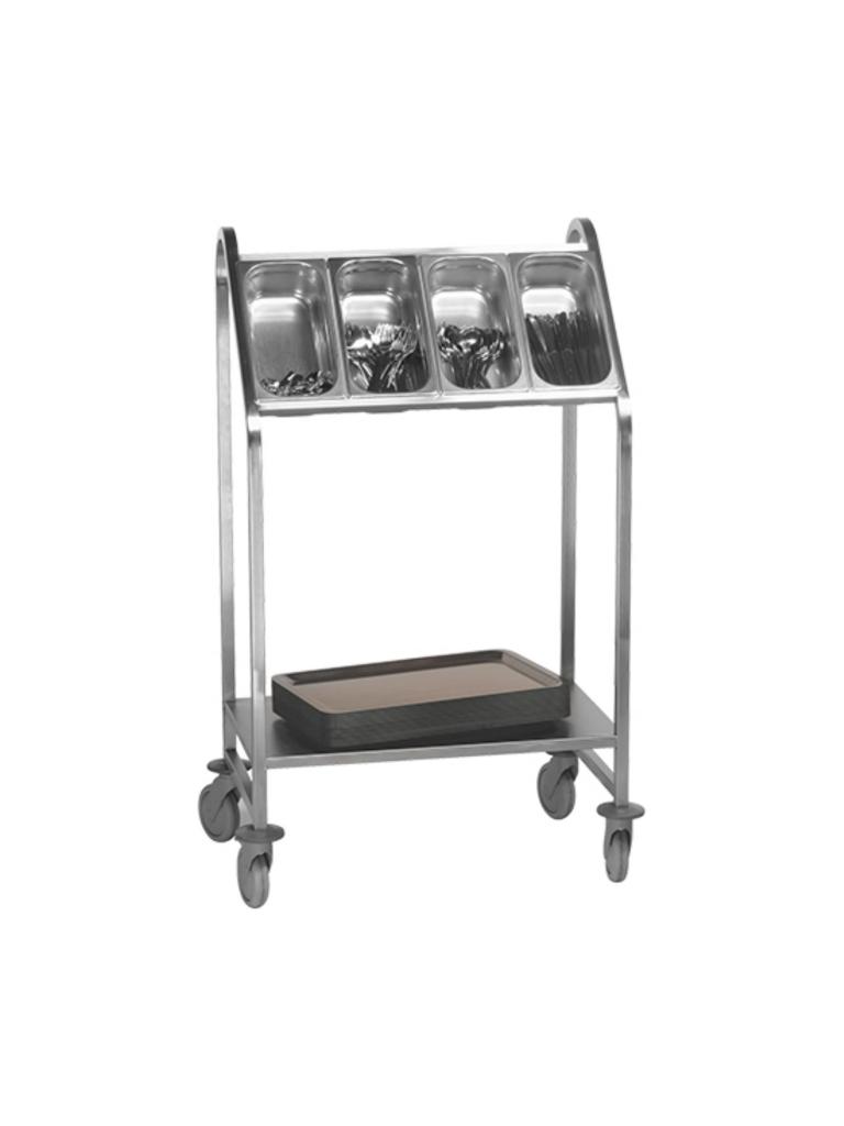 Chariot de livraison de couverts - H 106,5 x 81 x 57 CM - 10 KG - Inox - 921036