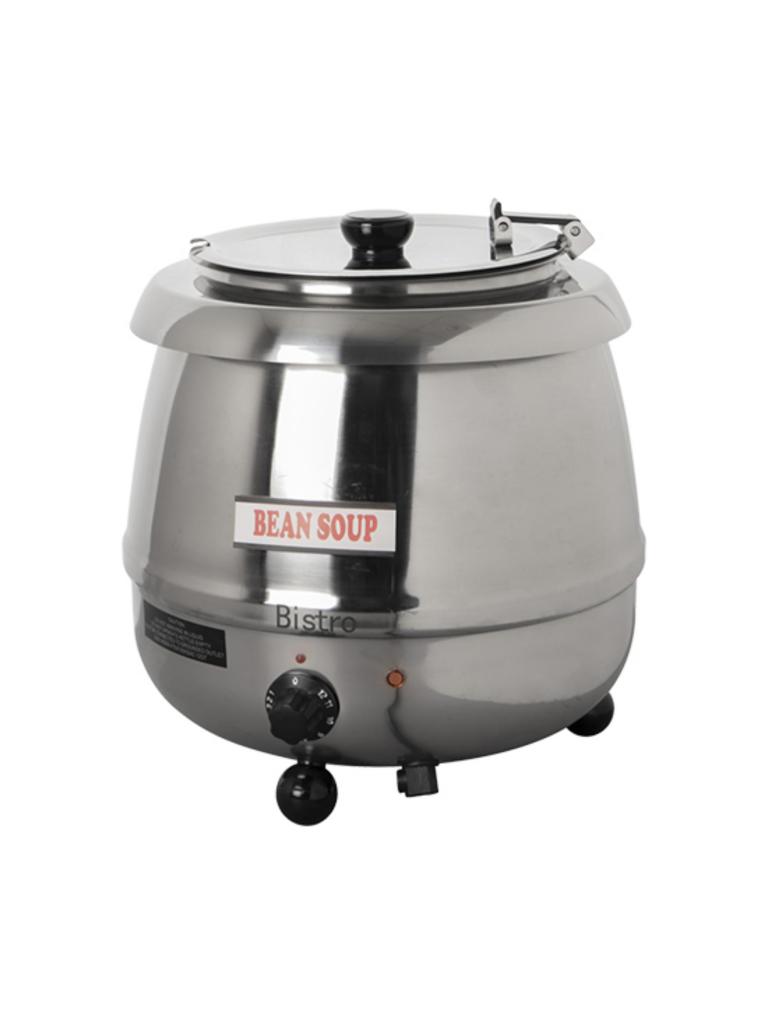 Marmite à soupe - H 36,6 CM - 4,42 KG - Ø38,5 CM - 220 - 240 V - 475 W - Inox - 10 Litre - Couvercle à charnière - Bistro - 537105