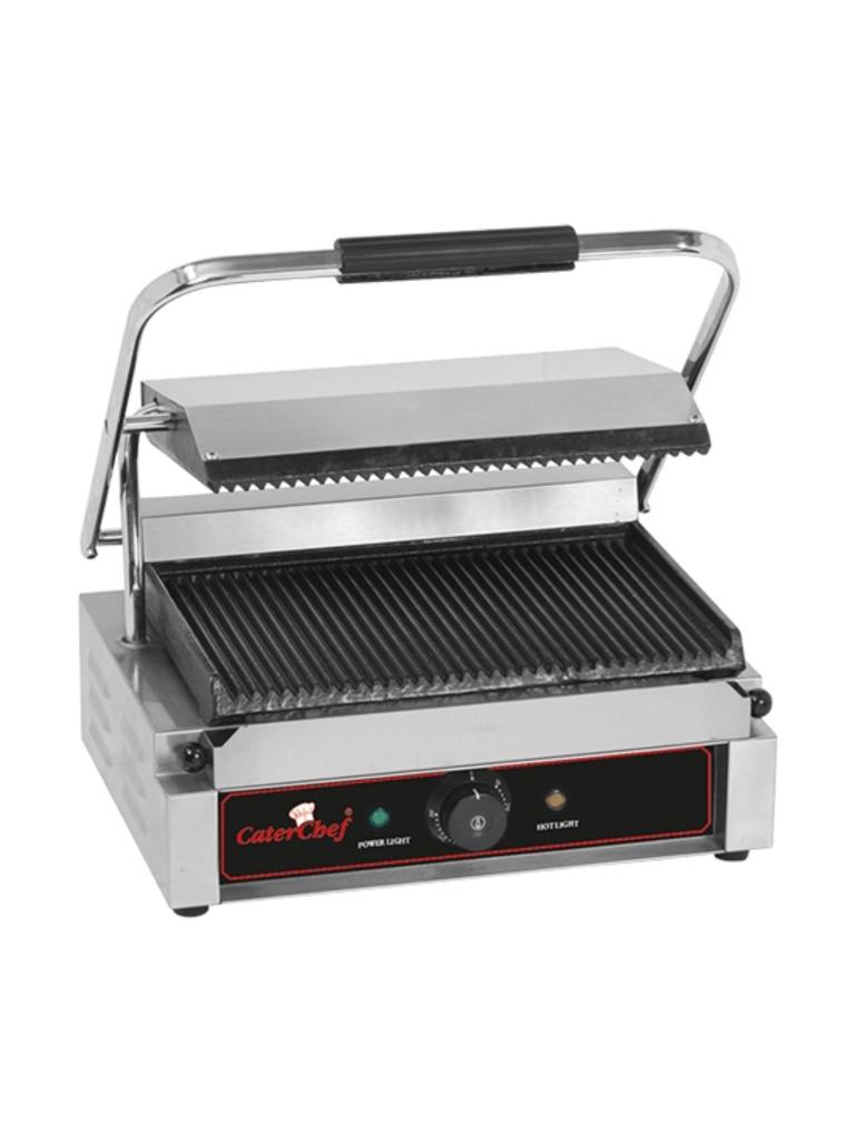 Gril de contact Sologrande - H 19,3 x 41 x 32 CM - 19 KG - 220 - 240 V - 2200 W - Fonte - Nervuré - +50°C / +300°C - Caterchef - 688405