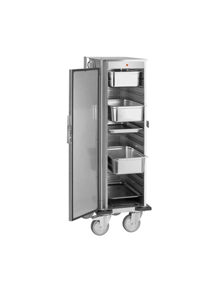 Chariot chauffant - 1/1 GN - H 157 x 51.2 x 73.2 CM - 220-240 V - 1700 W - Inox - +30°C / +90°C - Caterchef - 710100