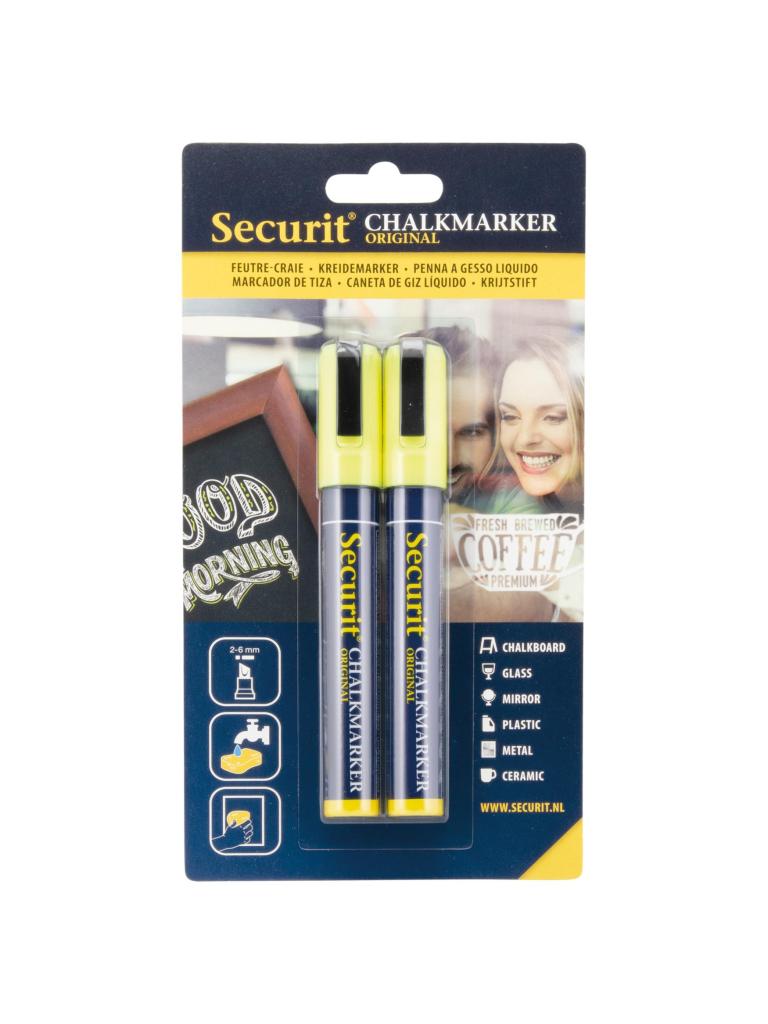 Marqueur à craie Blister - 2 pièces - Jaune - 2-6 MM - Securit