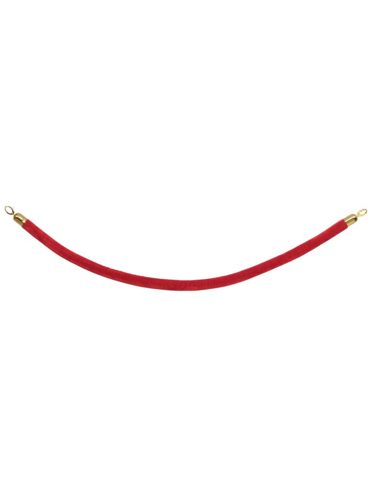 Cordon barrière - Crochets dorés - Rouge - Velours - H 150 CM - Securit