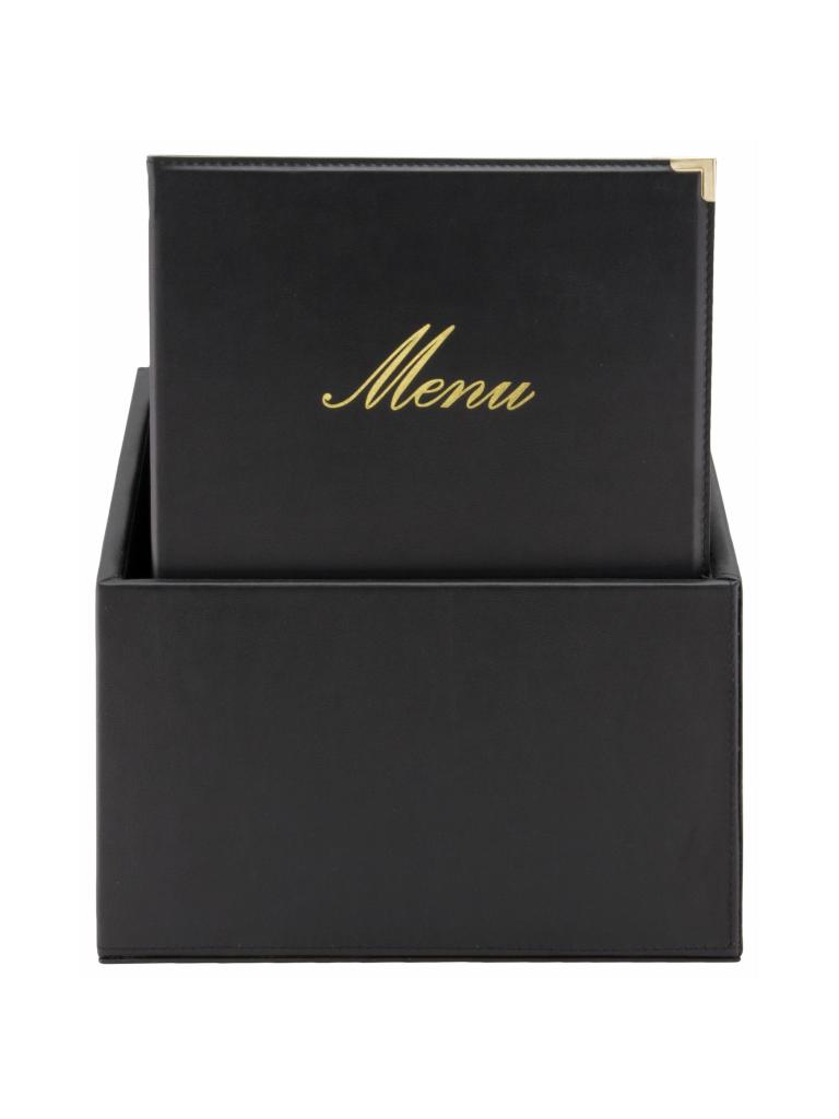 Porte carte menu - 4 x A4 - H 35 x 28 x 19,8 CM - Noir - Securit - MC-BOX-CRA4-BL