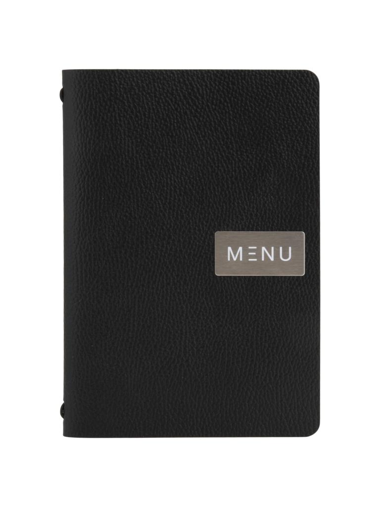 Carte de menu brute - A5 - Noir - Cuir - Securit