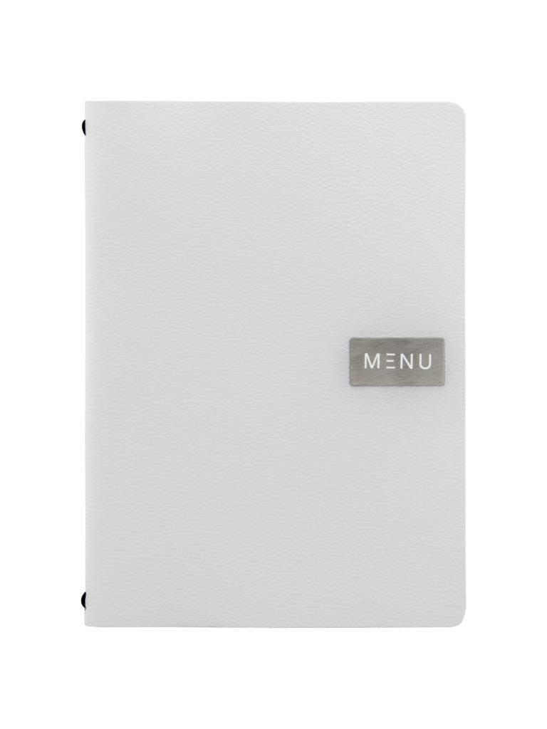 Carte de menu brute - A4 - Blanc - Cuir - Securit