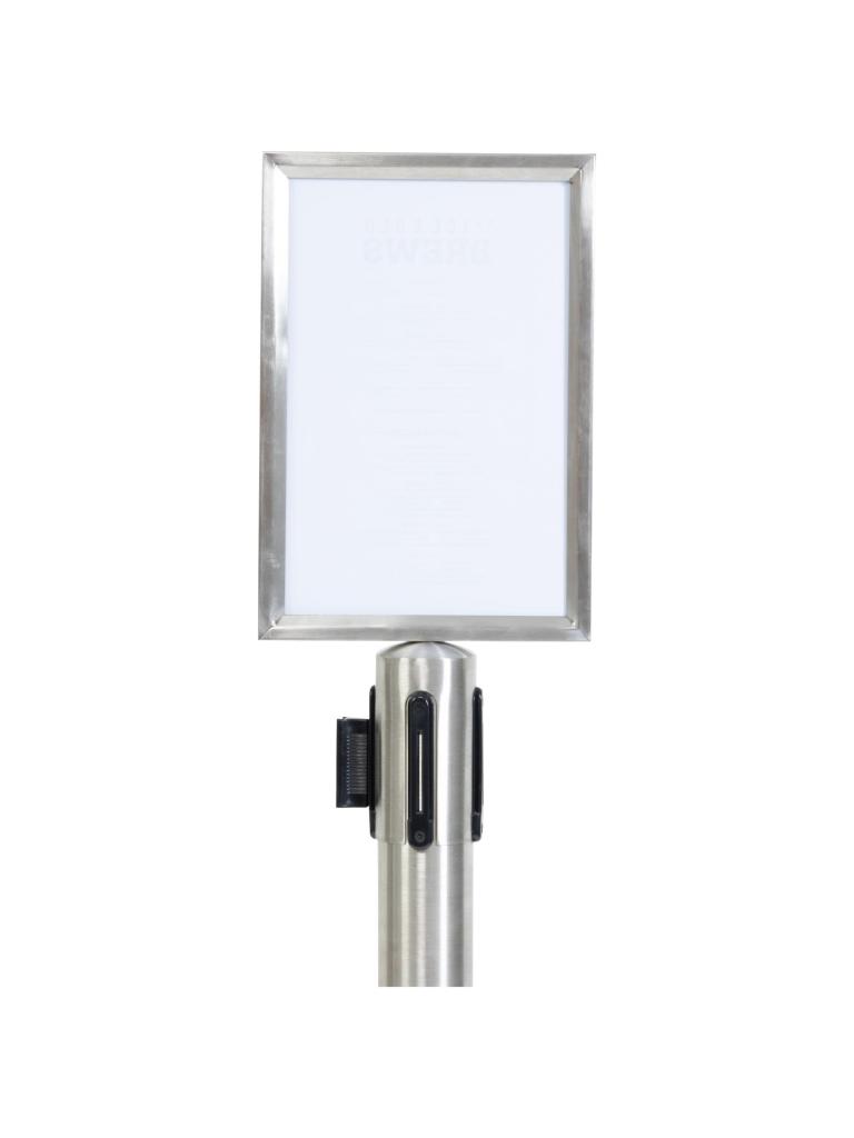 Poteau de barrière pour cadre d'affiche - A4 - H 56 x 31 x 7,5 CM - Argent - Securit - RS-SIGN-A4-PS
