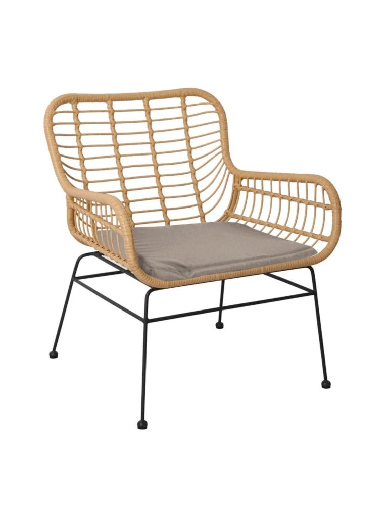 Chaise longue de terrasse - Rotin - Naturel - Coussin inclus - G-Line