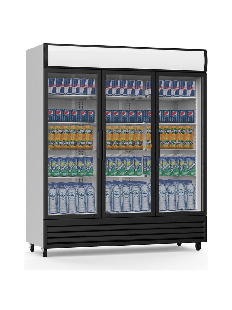 Réfrigérateur porte vitrée - 1500 Litre - 3 portes battantes - Noir - G-Line