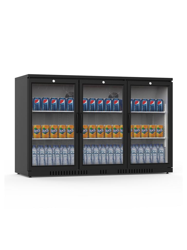 Réfrigérateur porte vitrée - 320 Litres - 3 portes - Noir - G-Line - Refroidissement bar