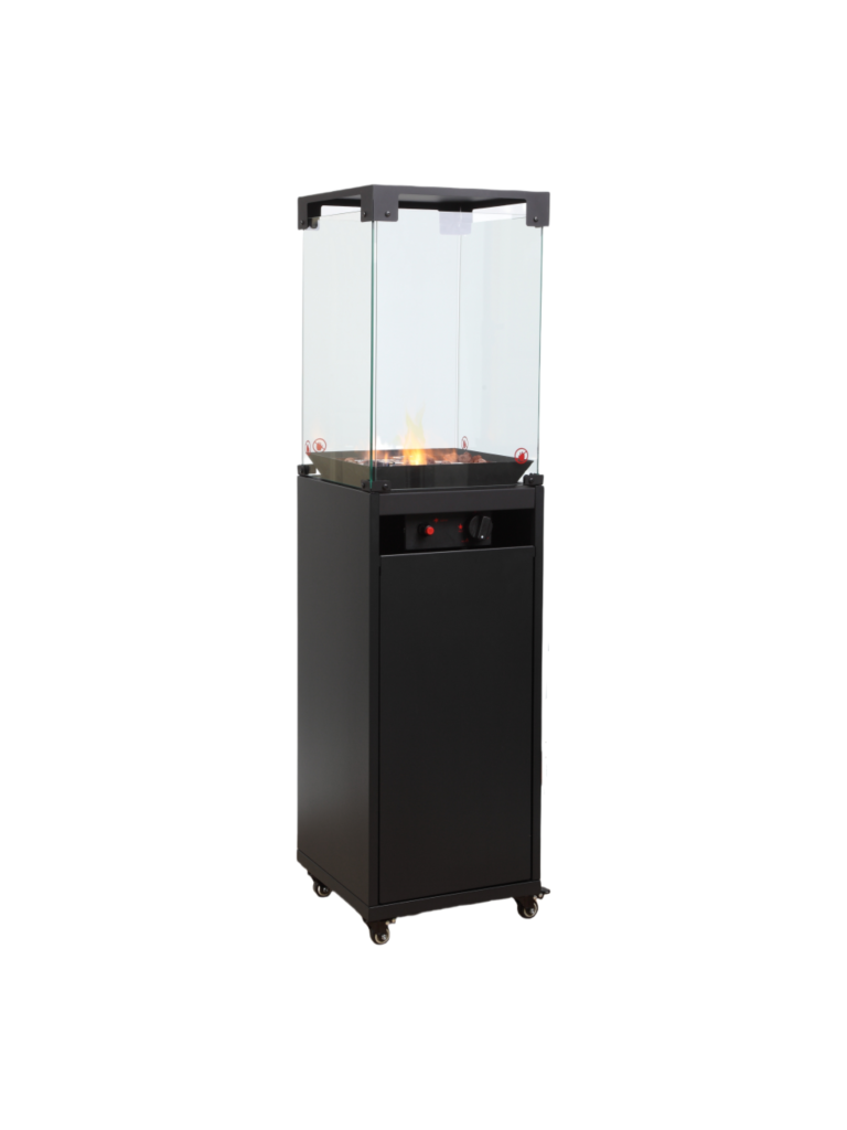 Chauffage de terrasse - Patio - Propane - Pierres de lave - Noir - H 136 x L 36 x P 36 CM - G-Line