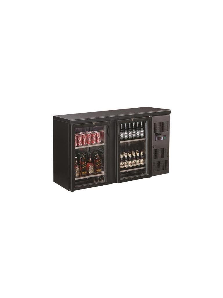Refroidisseur de bar - 350 Litre - 2 portes vitrées - Noir - H 86 x 146,2 x 53,5 CM - 230V - Combisteel - 7450.0335