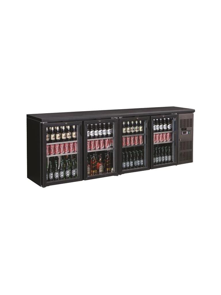 Refroidisseur de bar - 700 litres - 4 portes vitrées - Noir - H 86 x 254,2 x 53,5 CM - 230V - Combisteel - 7450.0345