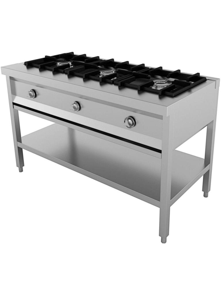 Table à crêpes - 3 fosses - H 80 x 129 x 60 CM - Poignée combi - 7003.0910