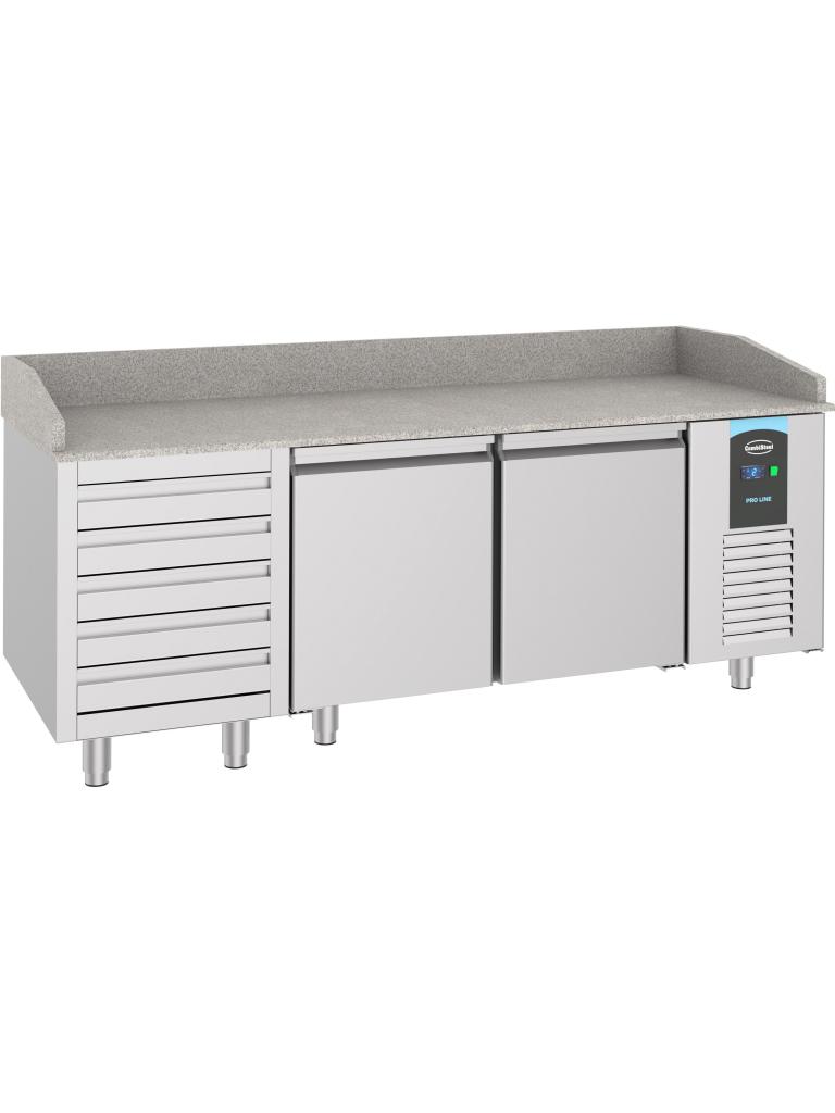 Etabli Pizza - 2 Portes - 5 Tiroirs - H 108 x 210 x 80 CM - 230V - Combisteel - 7489.5235
