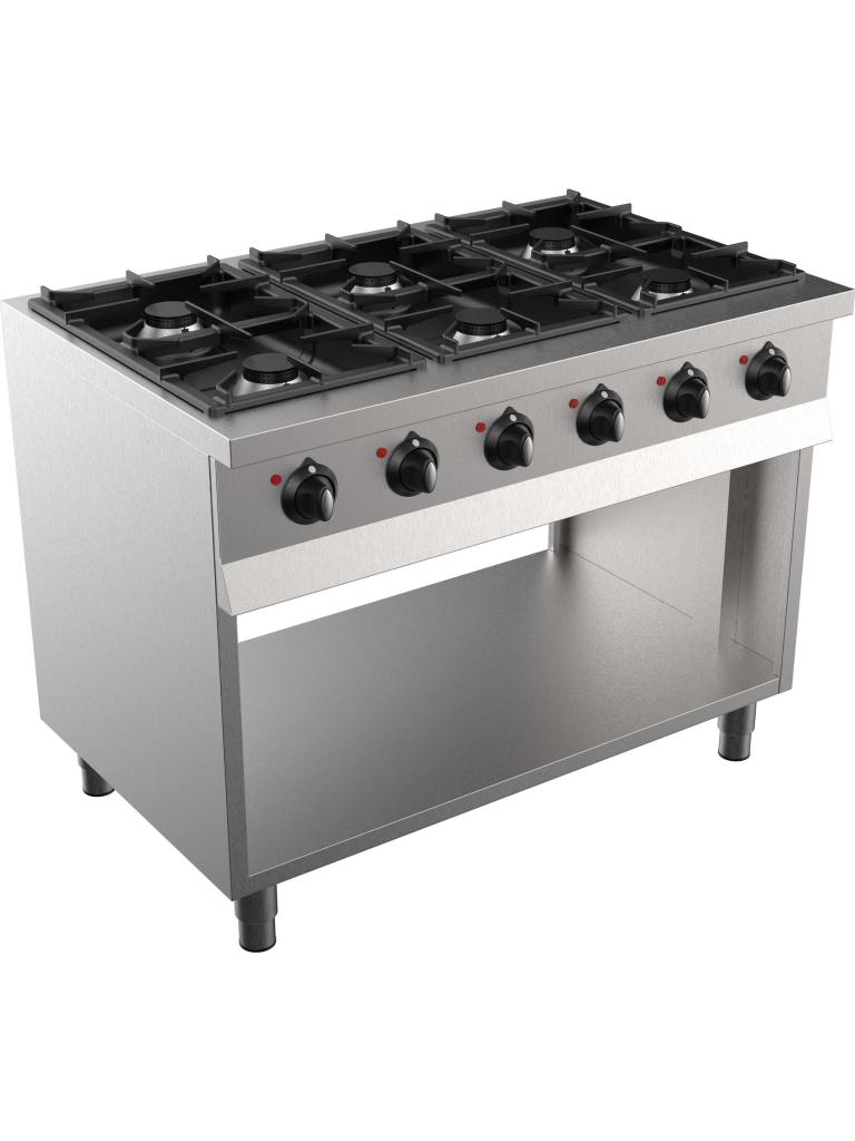 Kooktafel - Gas - 6 Pitten - RVS - H 90 x B 110 x D 70 CM - Combisteel