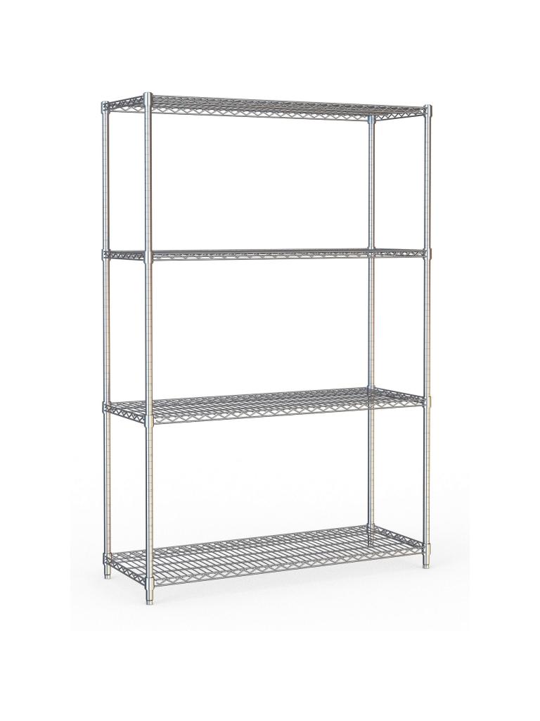 Stelling - 4 Niveaus - Demontabel - Chroom - Verchroomd Staal - H 180 x B 120 x D 45 CM - Combisteel