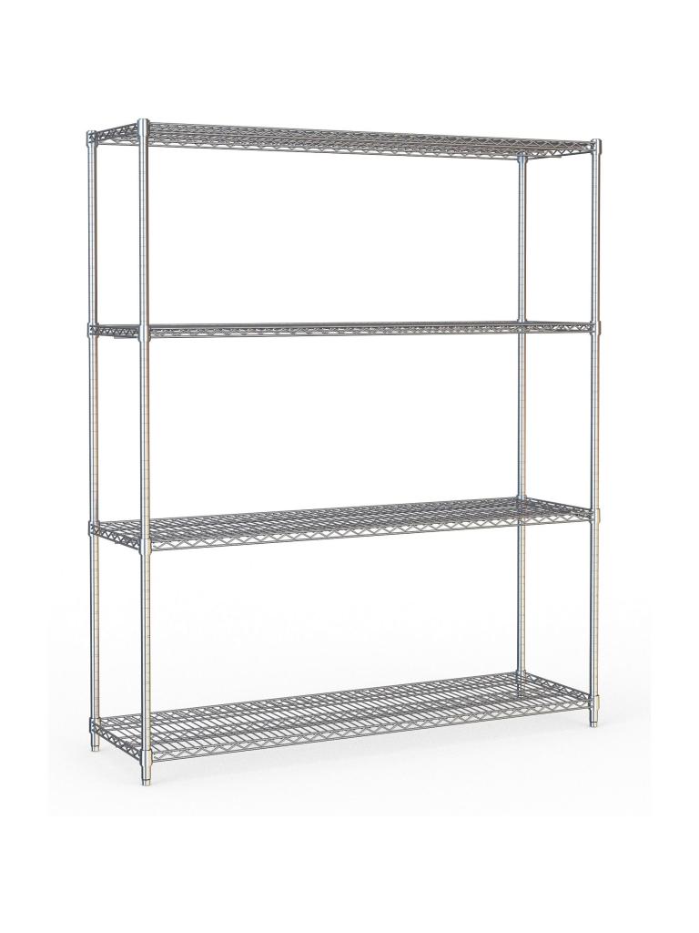 Stelling - 4 Niveaus - Demontabel - Chroom - Verchroomd Staal - H 180 x B 150 x D 45 CM - Combisteel