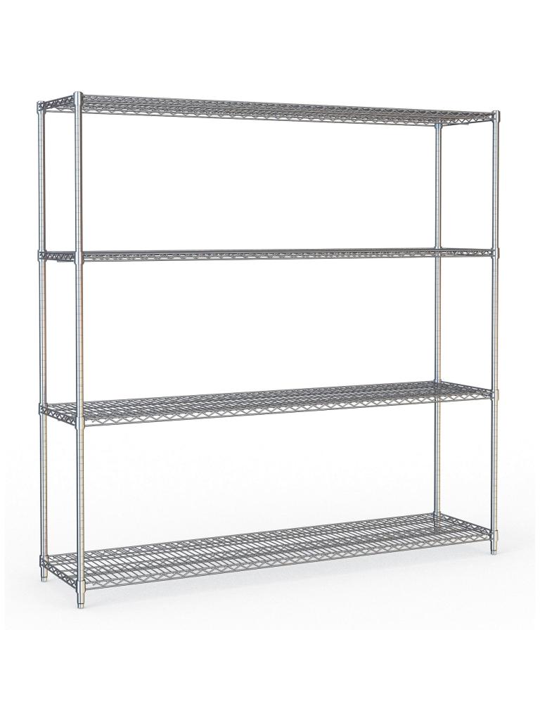 Stelling - 4 Niveaus - Demontabel - Chroom - Verchroomd Staal - H 180 x B 180 x D 45 CM - Combisteel