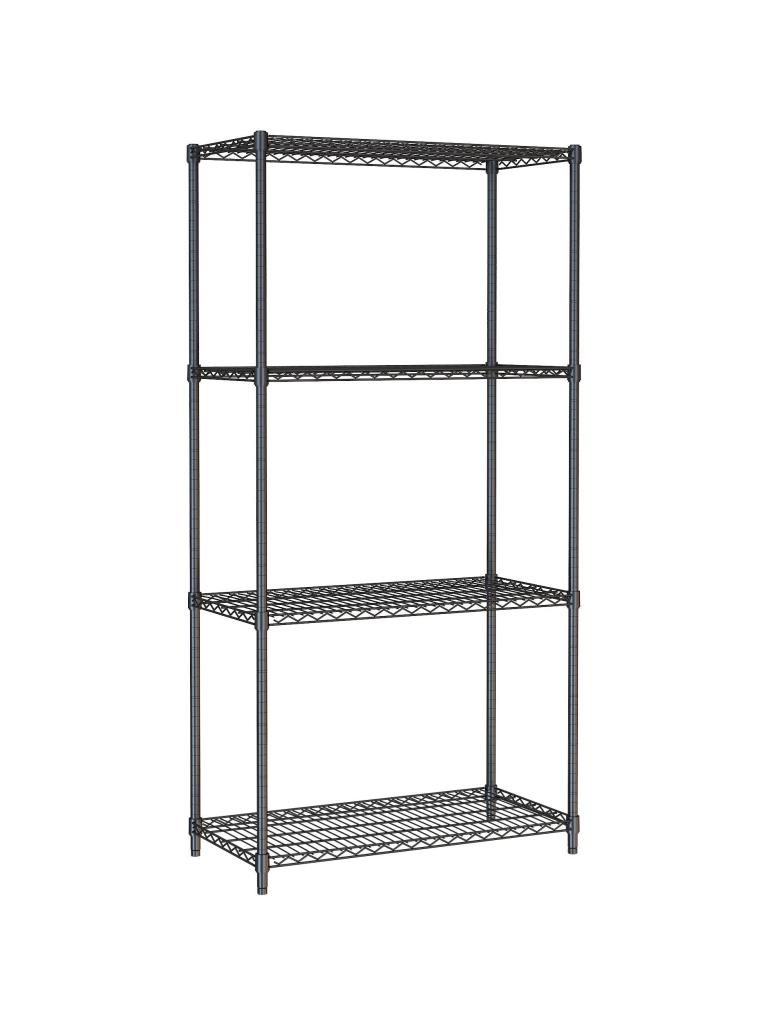 Stelling - 4 Niveaus - Demontabel - Zwart - Gepoedercoat Staal - H 180 x B 90 x D 45 CM - Combisteel