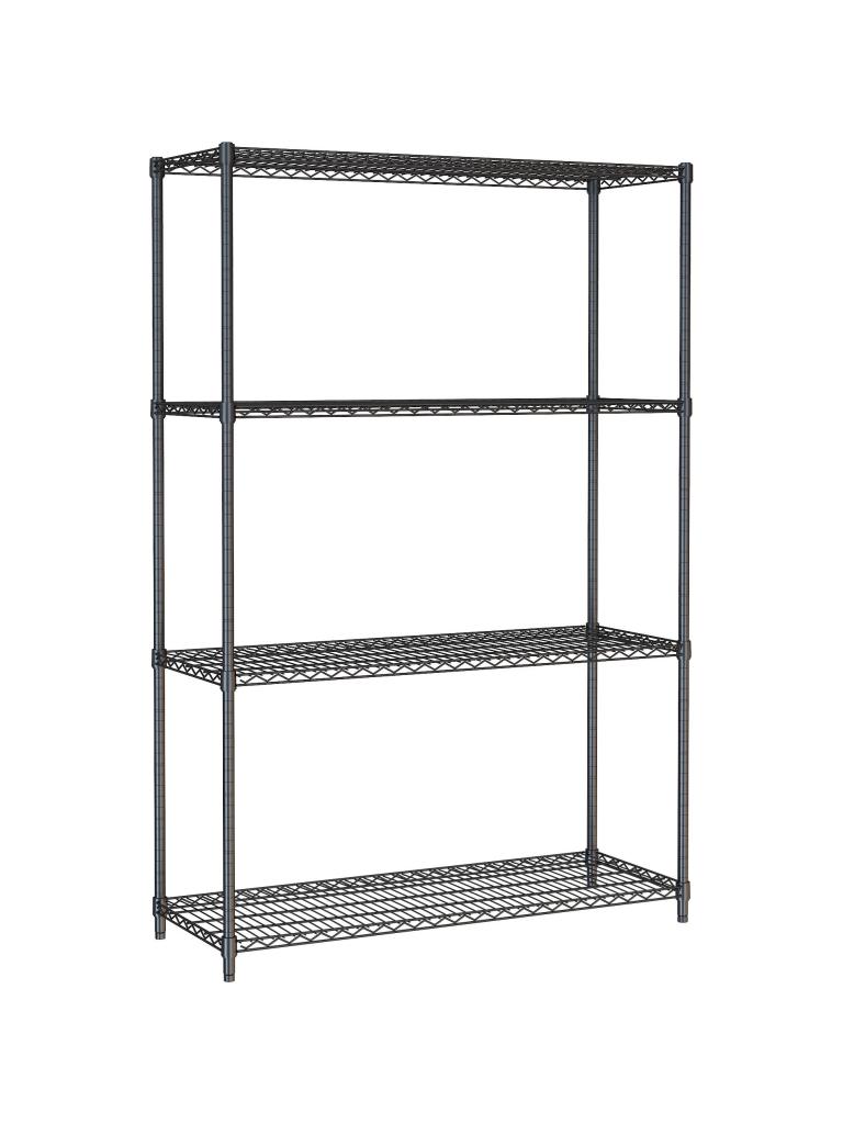 Stelling - 4 Niveaus - Demontabel - Zwart - Gepoedercoat Staal - H 180 x B 120 x D 45 CM - Combisteel