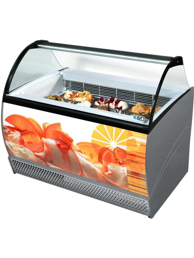 Schepijsvitrine Isabella - 10x 5 Liter - 230V - H 137.2 x B 131.7 x D 90.6 CM - Combisteel