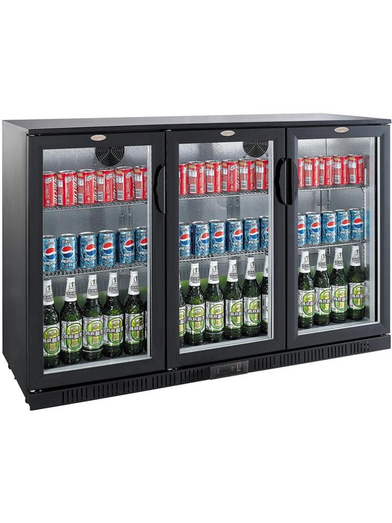 Barkoeler - 3-Deurs - 330 Liter - Zwart - 230V - H 90 x B 135 x D 52 CM - Combisteel