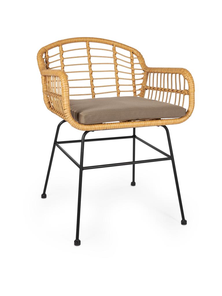 Chaise de patio - Rotin - Naturel - Coussin inclus - G-Line