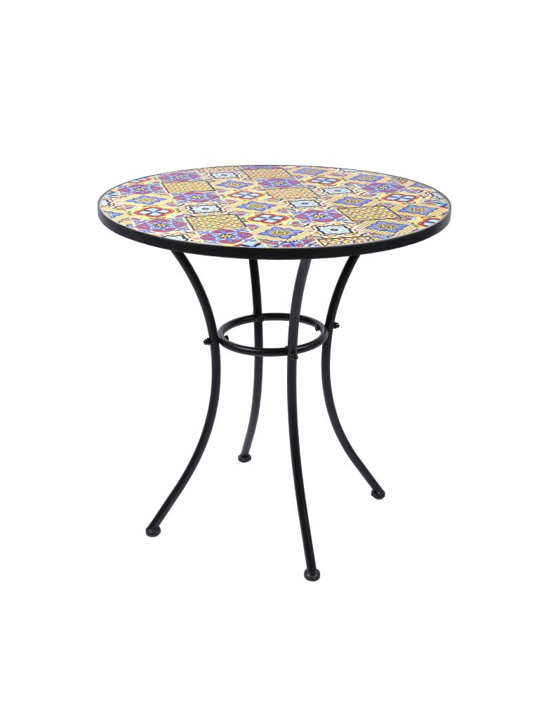 Table de patio - Céramique - Acier noir - Ronde - Ø 70 CM - G-Line