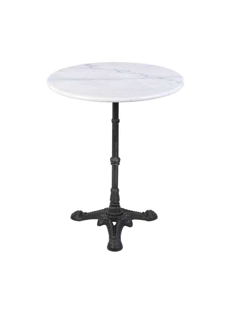Table - Ronde - 3 Ados - Marbre Blanc - Fonte - Ø 70 x H 72 CM - G-Line