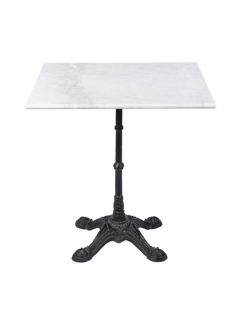Table - Carrée - 4 Ados - Marbre Blanc - Fonte - H 72 x L 70 x P 70 CM - G-Line