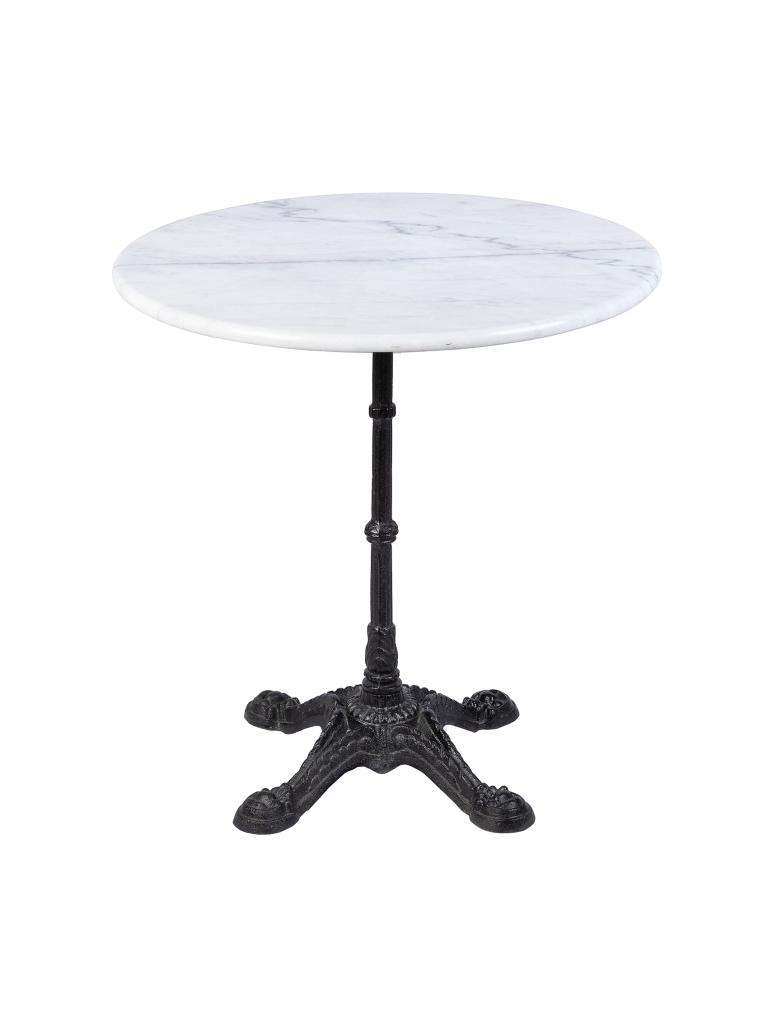Table - Ronde - 4 Ados - Marbre Blanc - Fonte - Ø 80 x H 72 CM - G-Line