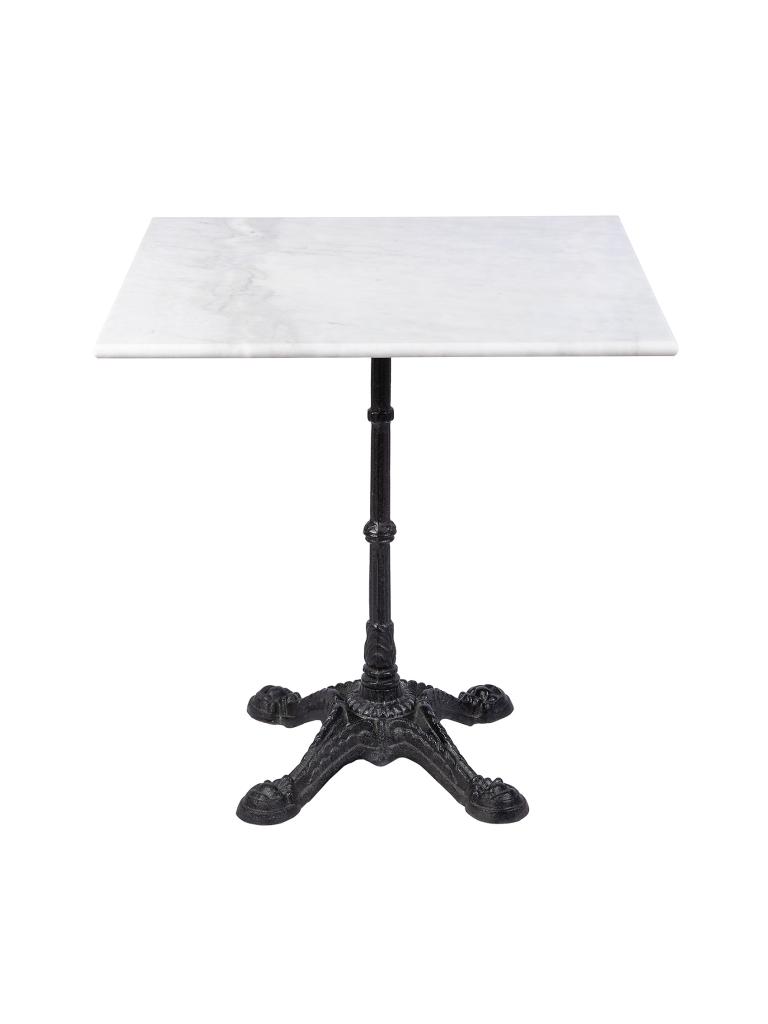 Table - Carrée - 4 Ados - Marbre Blanc - Fonte - H 72 x L 80 x P 80 CM - G-Line