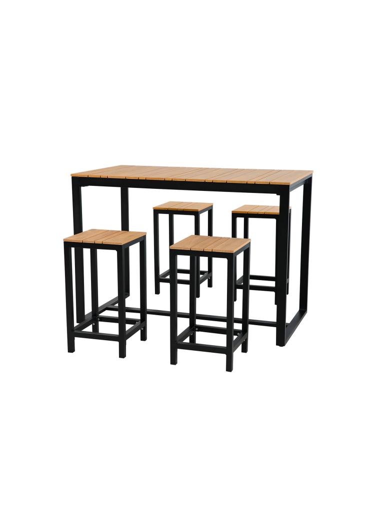 Ensemble bar de terrasse - Mi-haut - Structure aluminium anthracite - Plateau polywood - 130 x 70 x H 92 / 63 CM - G-Line