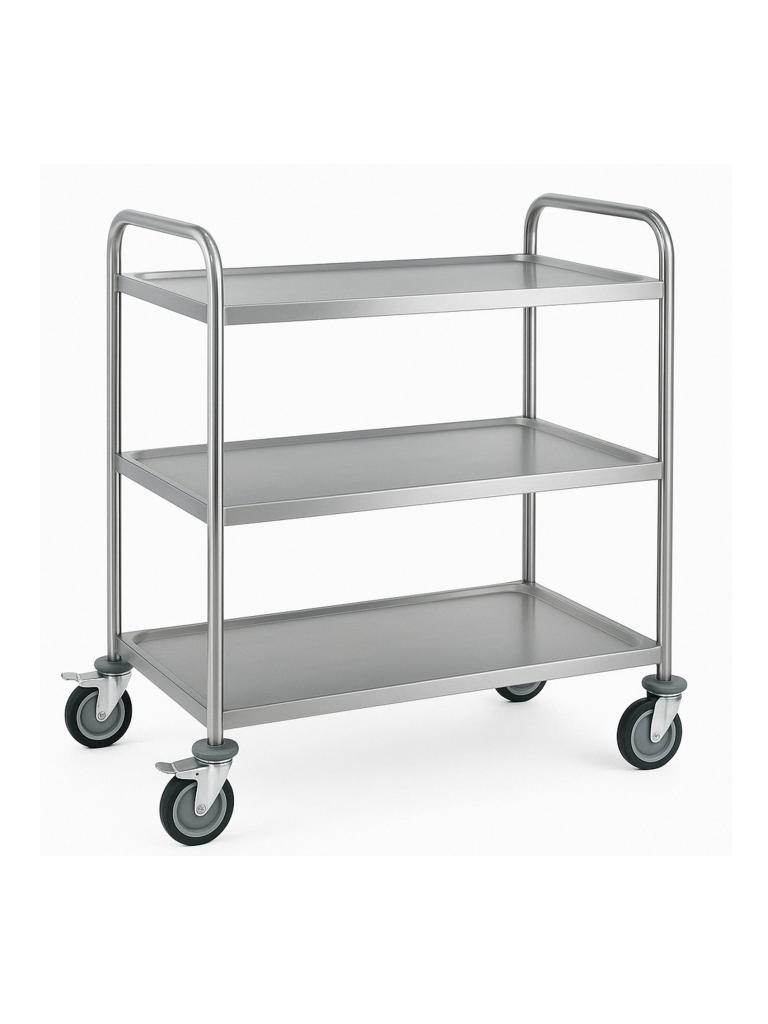 Chariot de service en inox - 3 niveaux - Soudé extra robuste - G-Line