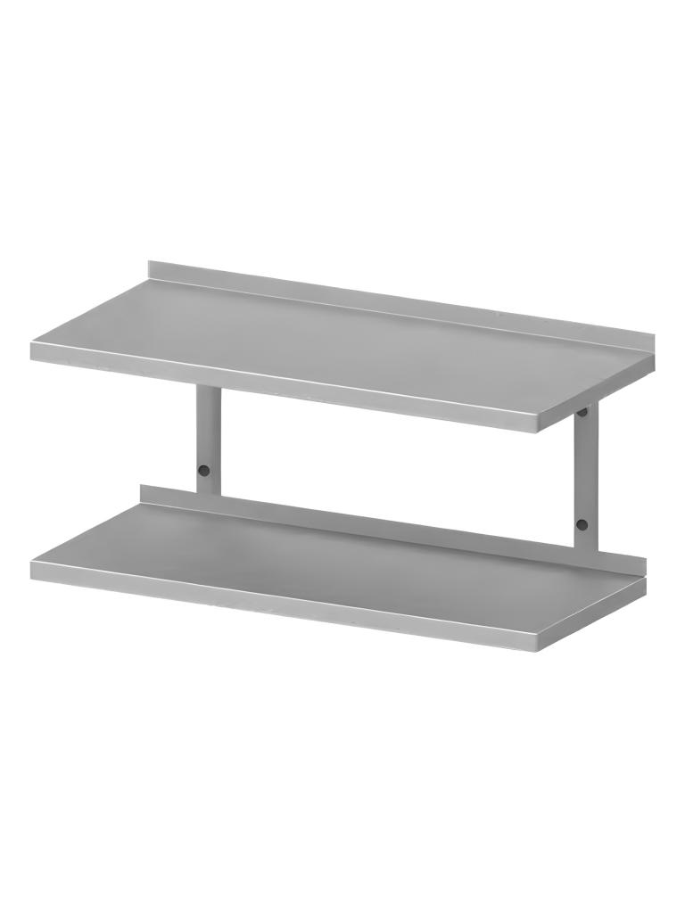 Étagère murale en inox - Fermé - 2 niveaux - Avec supports - G-Line