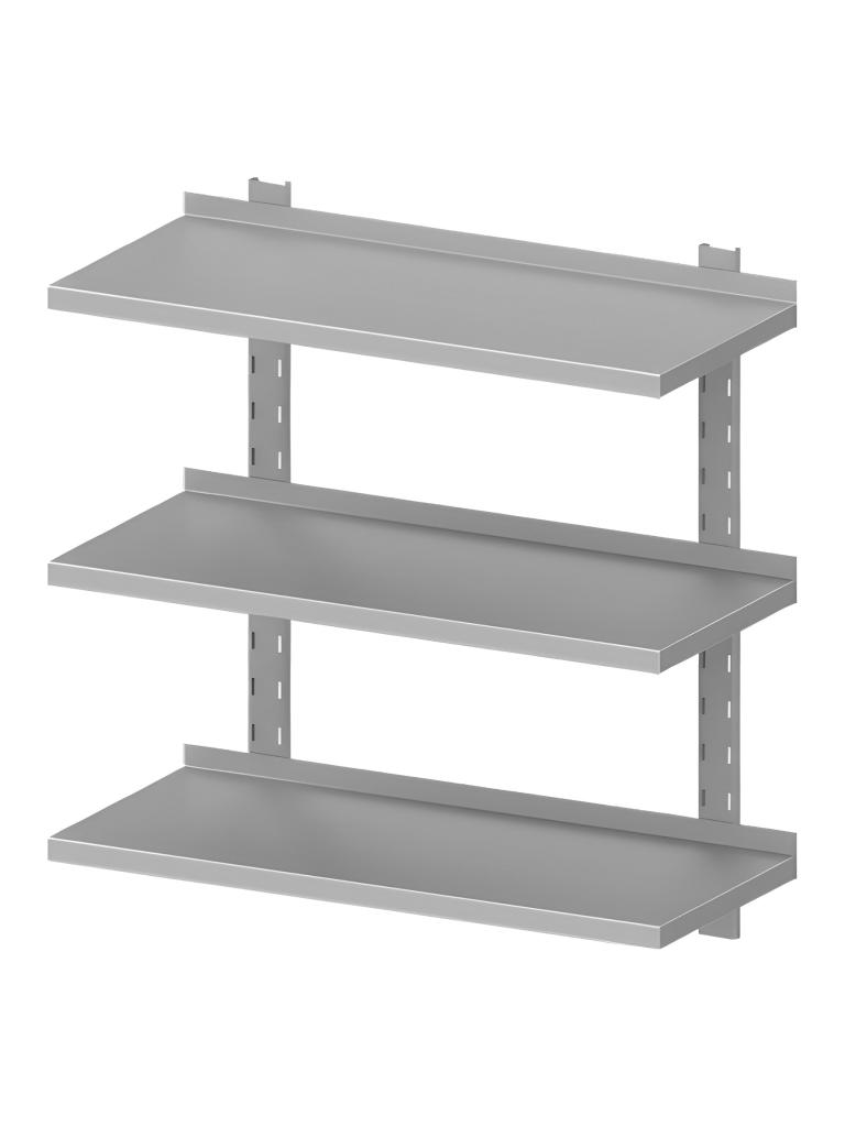 Étagère murale en inox - Fermé - 3 niveaux - Réglable - Avec supports - G-Line
