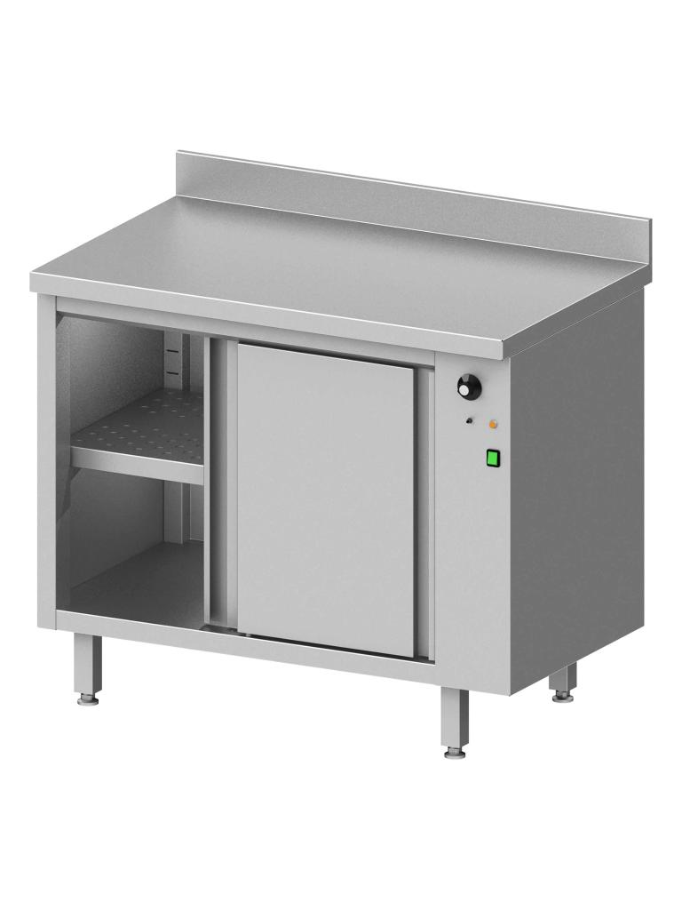 Armoire chauffante en inox - Portes coulissantes - Rebord relevé 10 cm - 230 V - G-Line