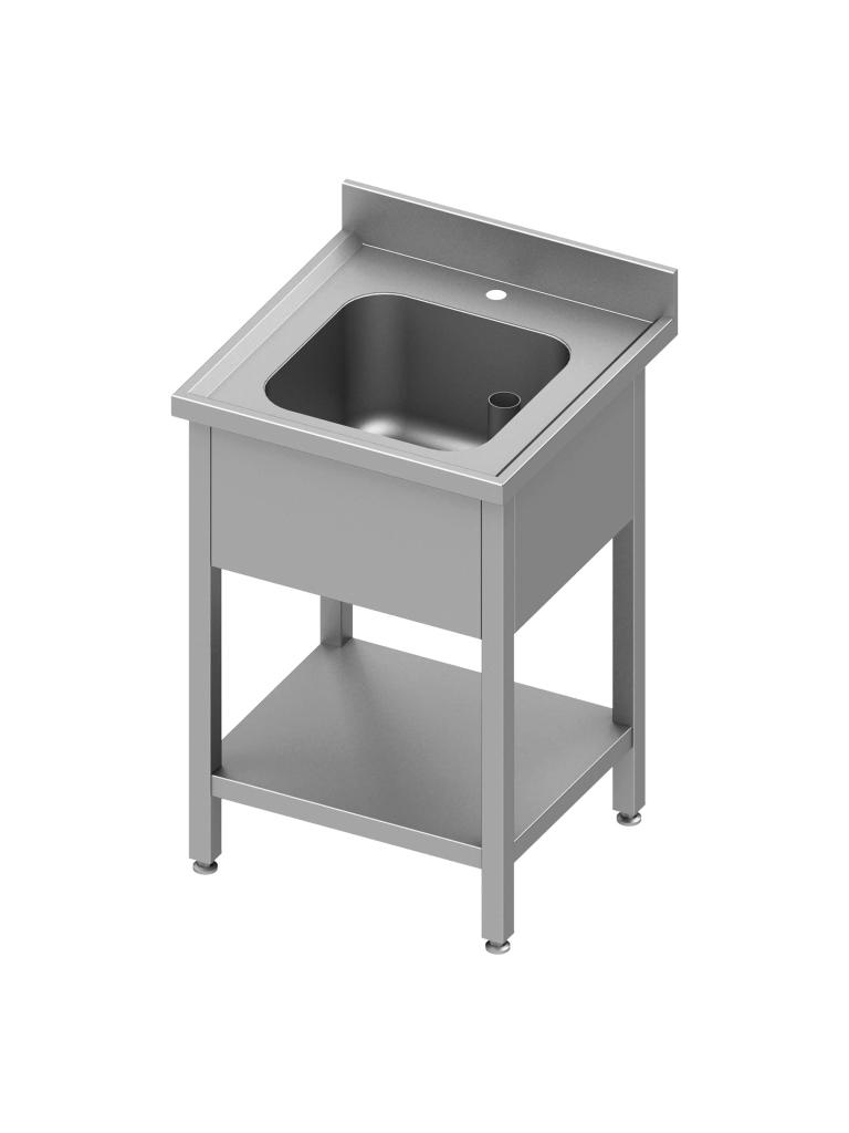 Table de plonge en inox pour restauration - 1 bac - Avec étagère inférieure - G-Line
