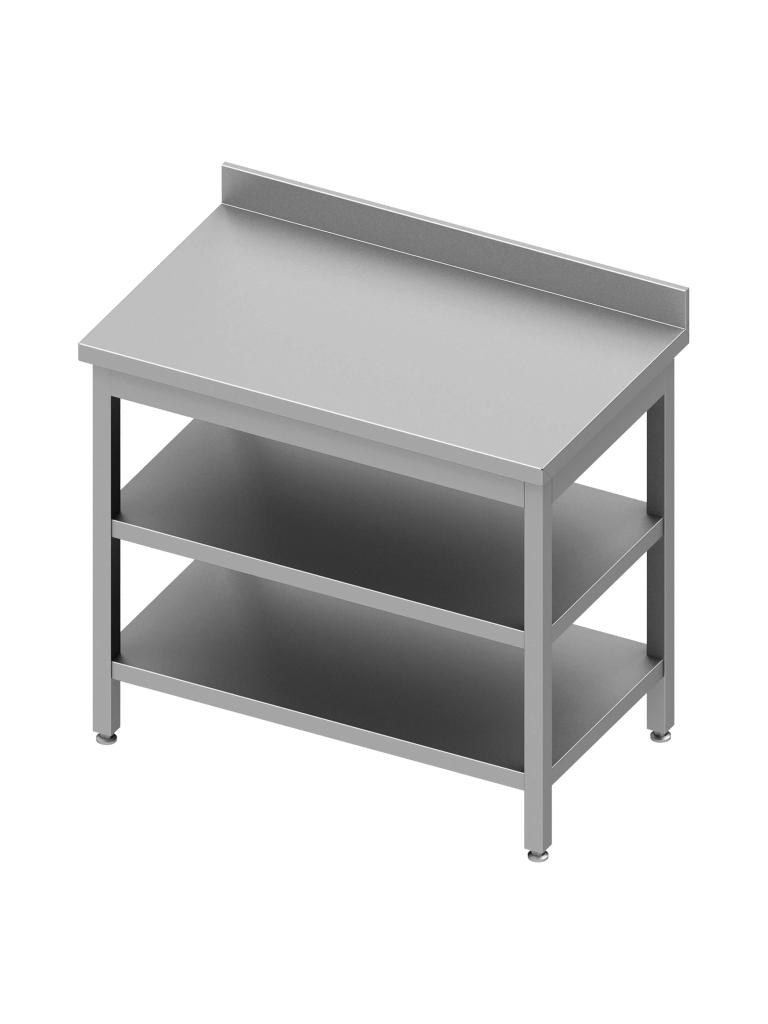 Table de travail en inox - Double étagère inférieure - Rebord relevé 10 cm - G-Line
