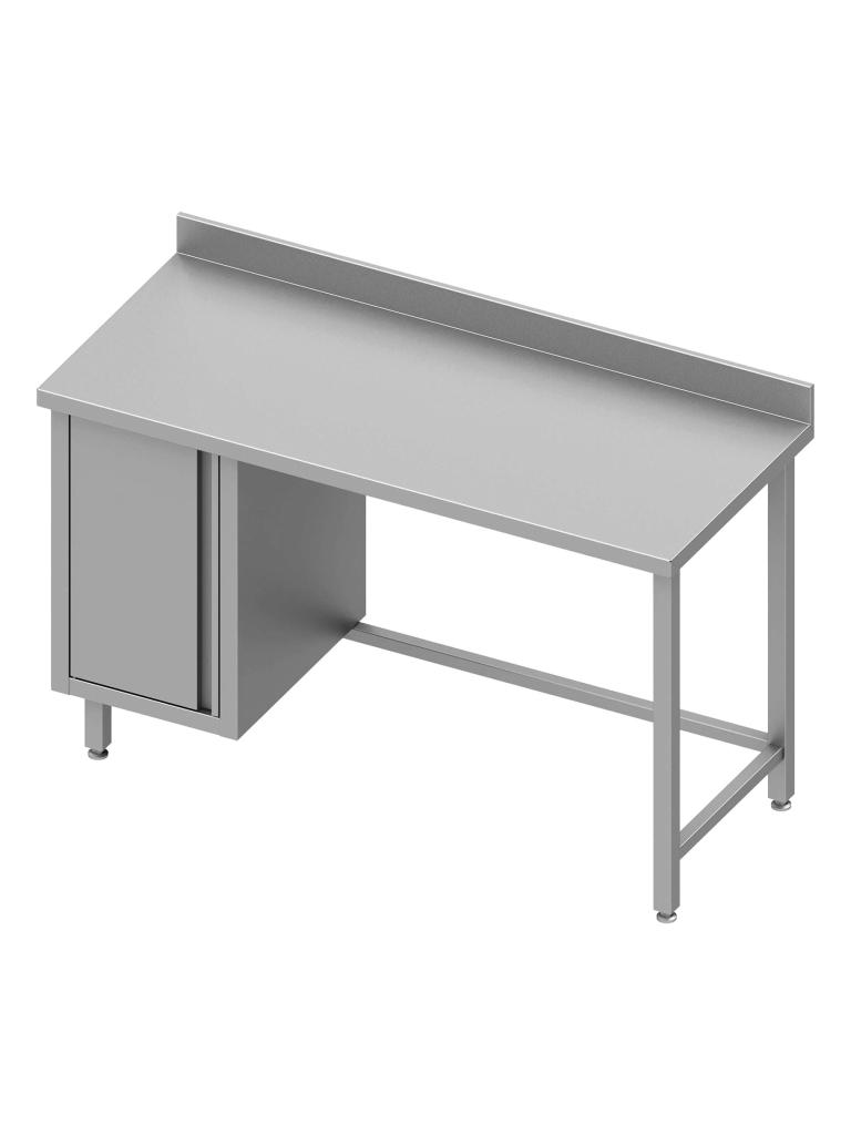 Table de travail en inox - Sans étagère inférieure - Rebord relevé 10 cm - Armoire à gauche - G-Line