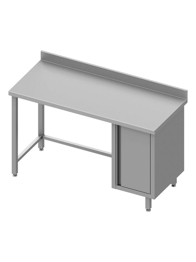 Table de travail en inox - Sans étagère inférieure - Rebord relevé 10 cm - Armoire à droite - G-Line