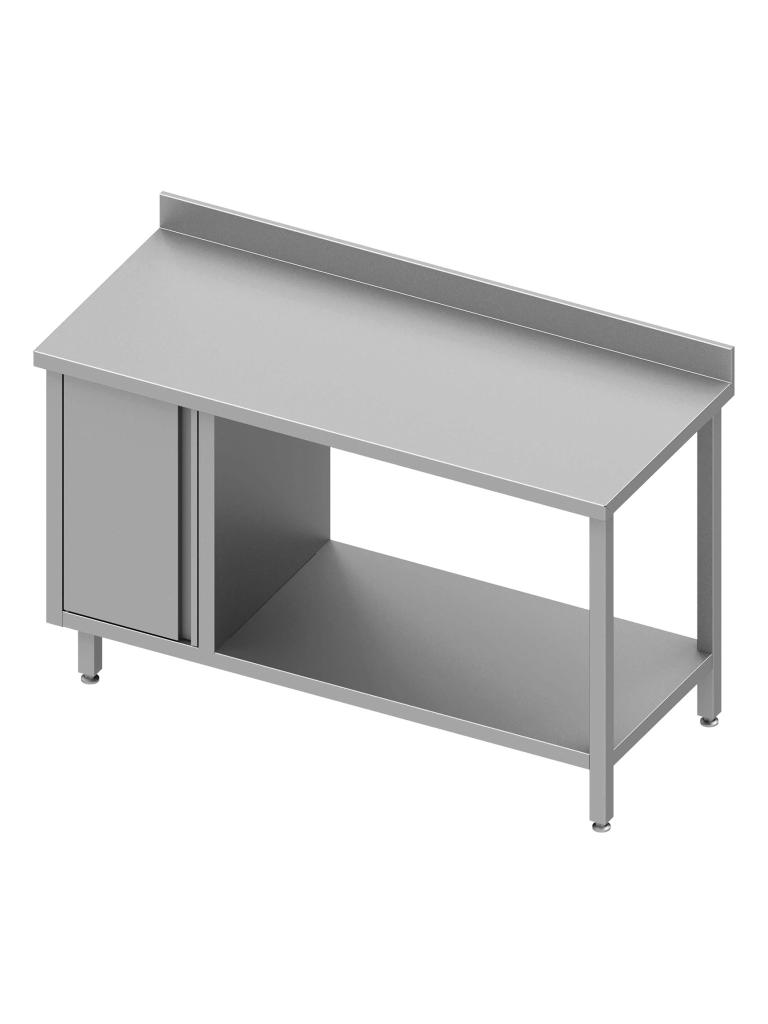 Table de travail en inox - Avec étagère inférieure - Rebord relevé 10 cm - Armoire à gauche - G-Line