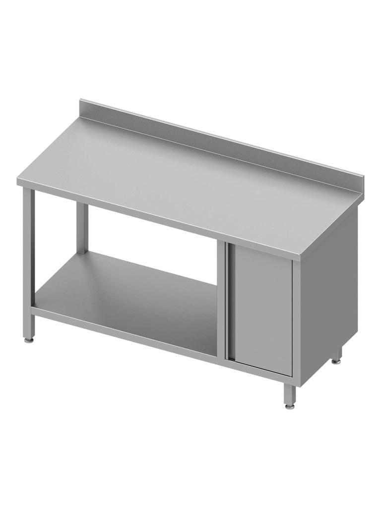 Table de travail en inox - Avec étagère inférieure - Rebord relevé 10 cm - Armoire à droite - G-Line