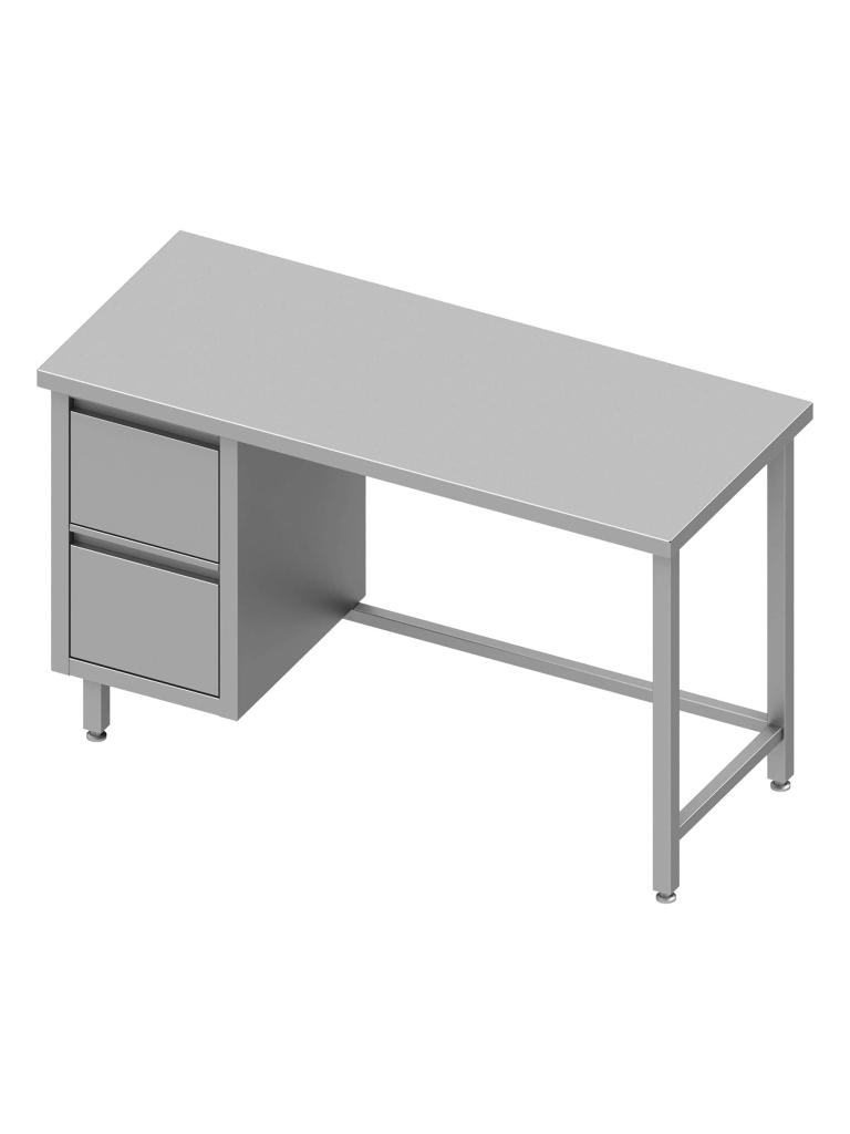 Table de travail en inox - Sans étagère inférieure - 2 tiroirs à gauche - G-Line