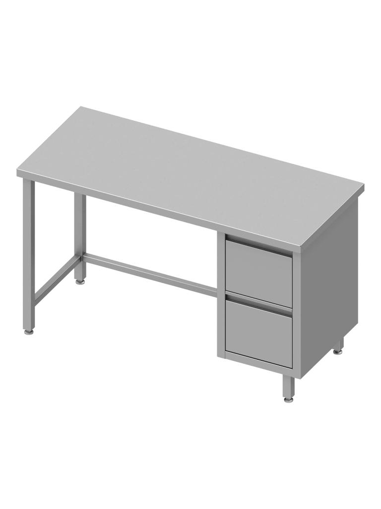 Table de travail en inox - Sans étagère inférieure - 2 tiroirs à droite - G-Line