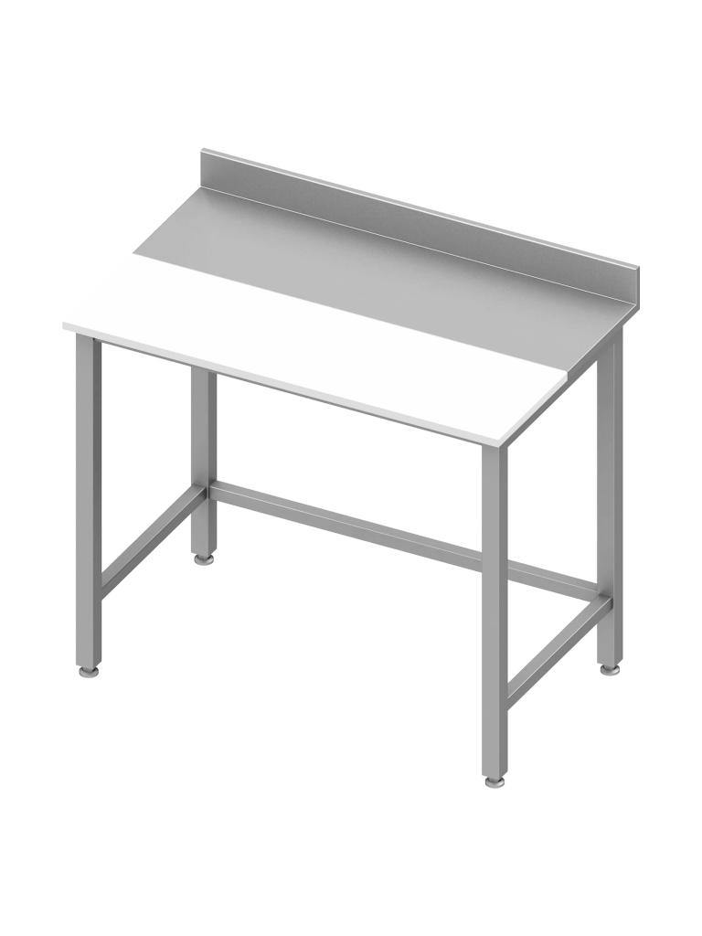Table de travail en inox - Plateau en polyéthylène partiel - Blanc - Sans étagère inférieure - Rebord relevé 10 cm - G-Line